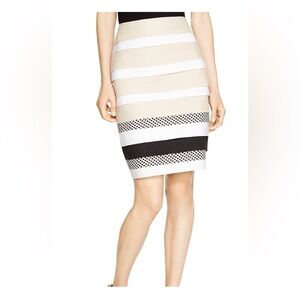WHITE HOUSE BLACK MARKET Mixed Media tiered layered lined pencil skirt size 10